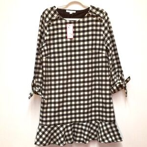 Joy Joy Gingham Shift Dress XL Black 100% Cotton
